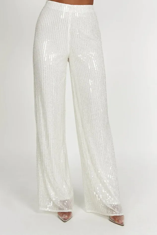 Bottoms Women Meshki Diaz Sequin Pants 8211 White