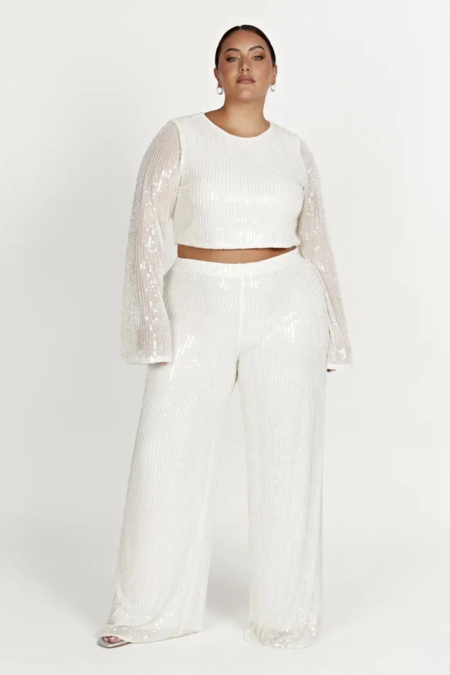 Bottoms Women Meshki Diaz Sequin Pants 8211 White