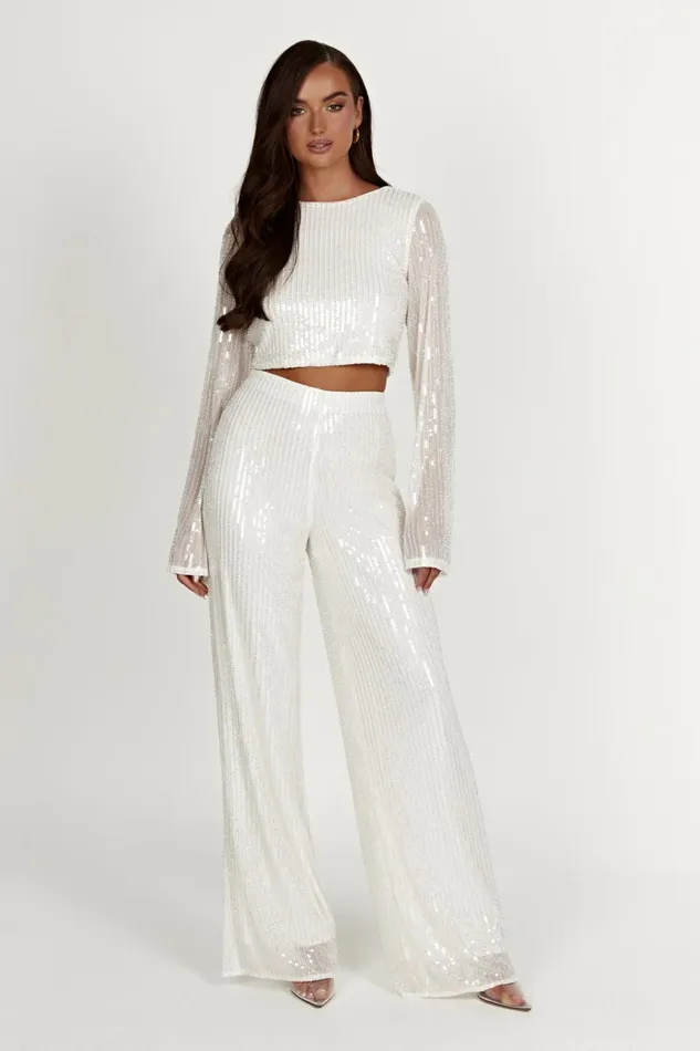 Bottoms Women Meshki Diaz Sequin Pants 8211 White