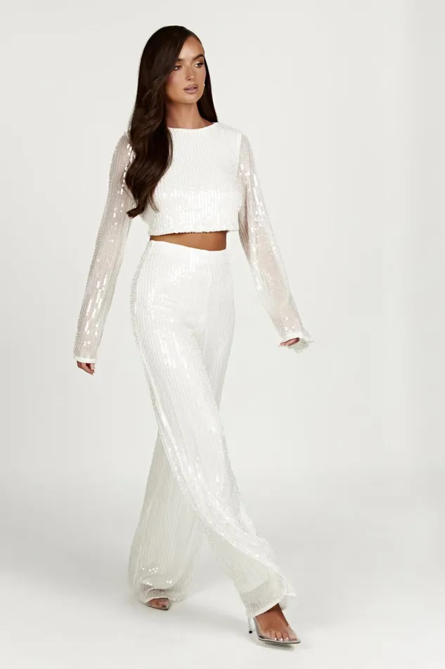 Bottoms Women Meshki Diaz Sequin Pants 8211 White