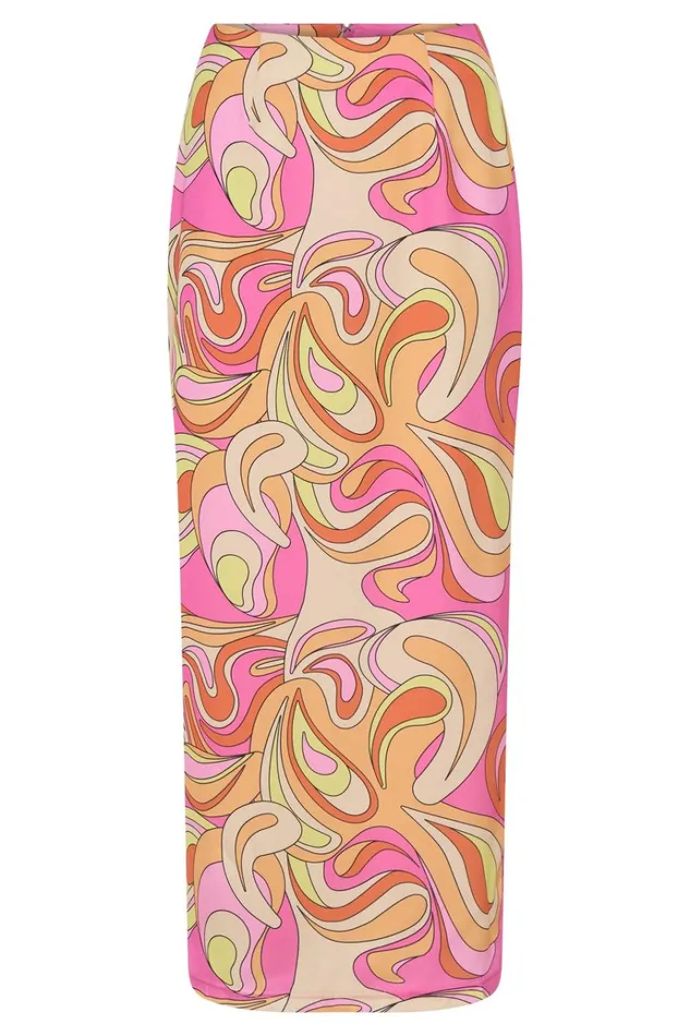Bottoms Women Meshki Frankie Two Tone Satin Maxi Skirt 8211 Psychedelic Print Bottoms Women Meshki Frankie Two Tone Satin Maxi Skirt 8211 Psychedelic Print