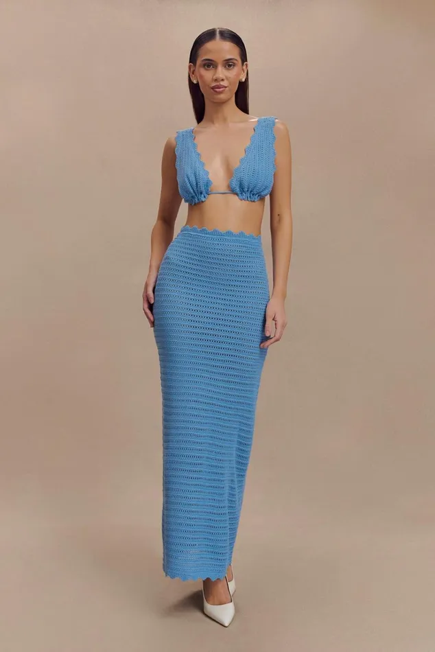 Bottoms Women Meshki Jadia Crochet Fishtail Maxi Skirt 8211 Cornflower Blue