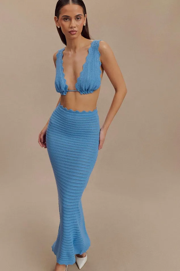 Bottoms Women Meshki Jadia Crochet Fishtail Maxi Skirt 8211 Cornflower Blue