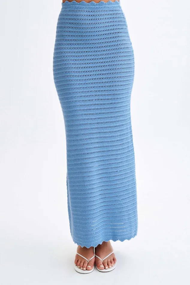 Bottoms Women Meshki Jadia Crochet Fishtail Maxi Skirt 8211 Cornflower Blue
