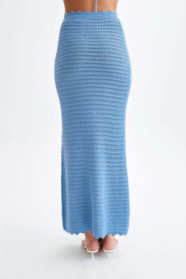 Bottoms Women Meshki Jadia Crochet Fishtail Maxi Skirt 8211 Cornflower Blue