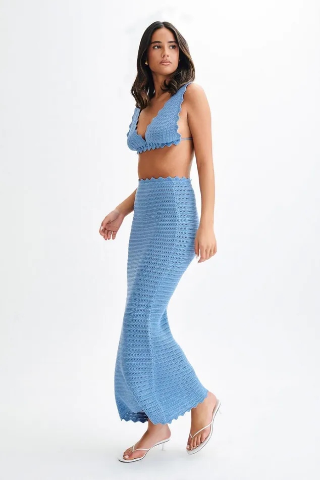 Bottoms Women Meshki Jadia Crochet Fishtail Maxi Skirt 8211 Cornflower Blue