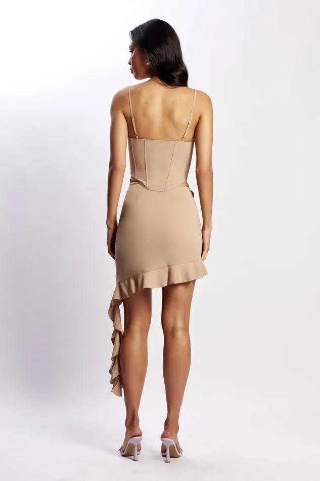 Bottoms Women Meshki Janice Asymmetric Skirt With Ruffles 8211 Taupe Bottoms Women Meshki Janice Asymmetric Skirt With Ruffles 8211 Taupe