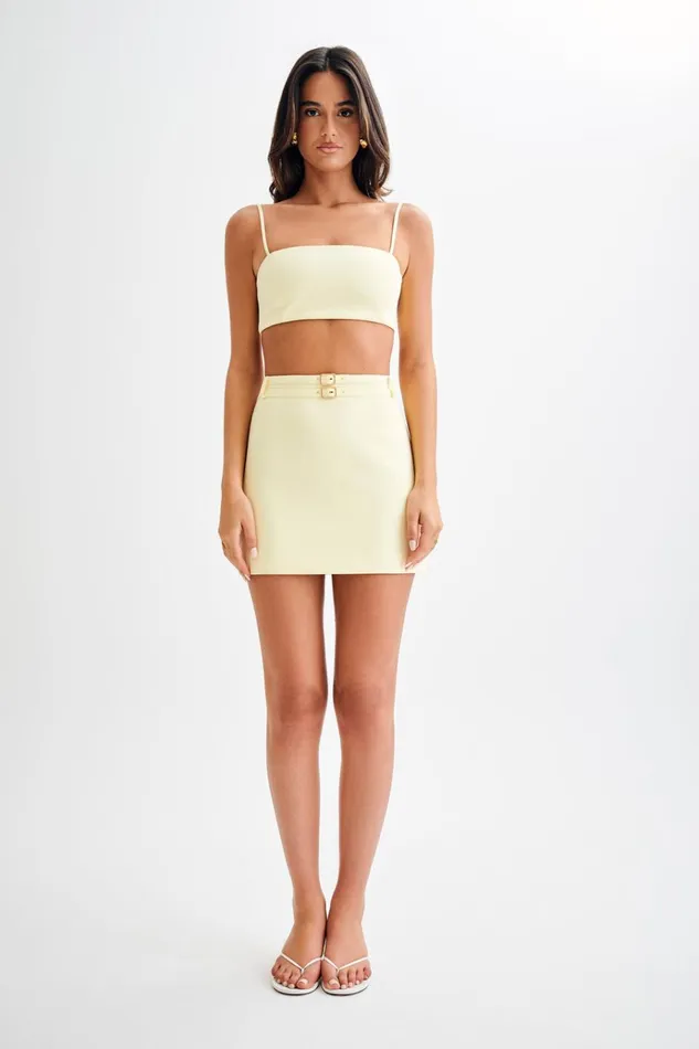 Bottoms Women Meshki Letitia Suiting Mini Skirt With Buckle 8211 Pastel Lemon