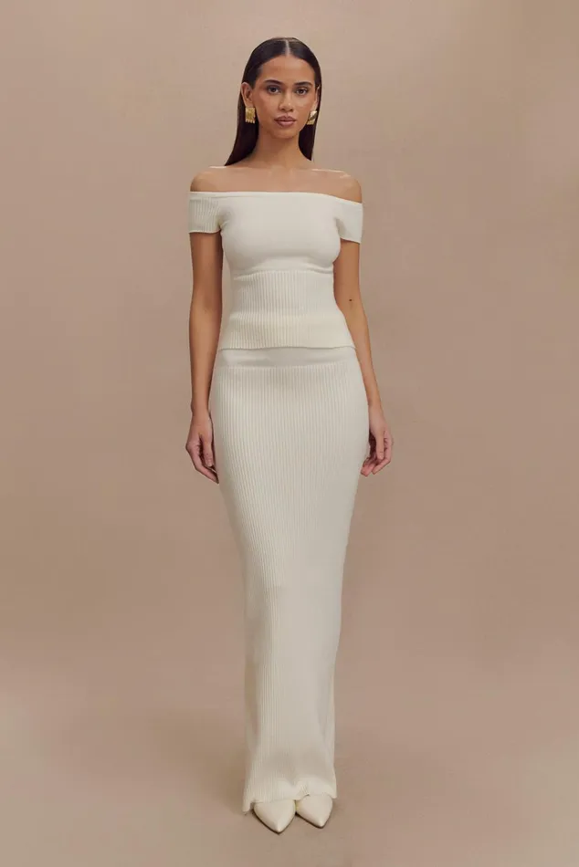 Bottoms Women Meshki Mathilde Ribbed Knit Maxi Skirt 8211 Ivory