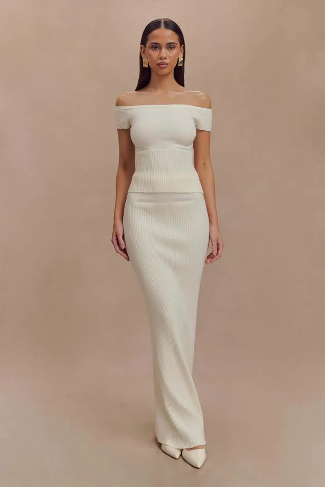 Bottoms Women Meshki Mathilde Ribbed Knit Maxi Skirt 8211 Ivory
