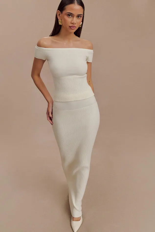 Bottoms Women Meshki Mathilde Ribbed Knit Maxi Skirt 8211 Ivory