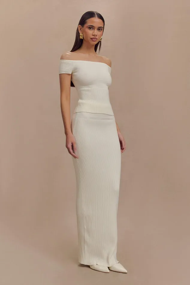 Bottoms Women Meshki Mathilde Ribbed Knit Maxi Skirt 8211 Ivory