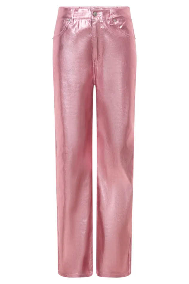 Bottoms Women Meshki Minnie Metallic Straight Jean 8211 Metallic Pink