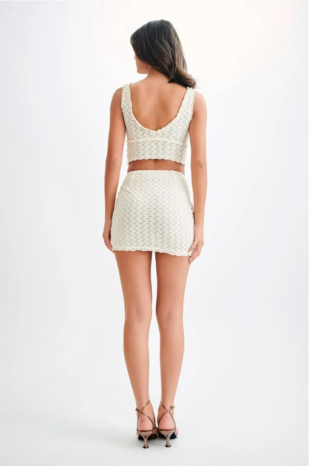 Bottoms Women Meshki Morgan Mesh And Lace Mini Skirt 8211 Ivory
