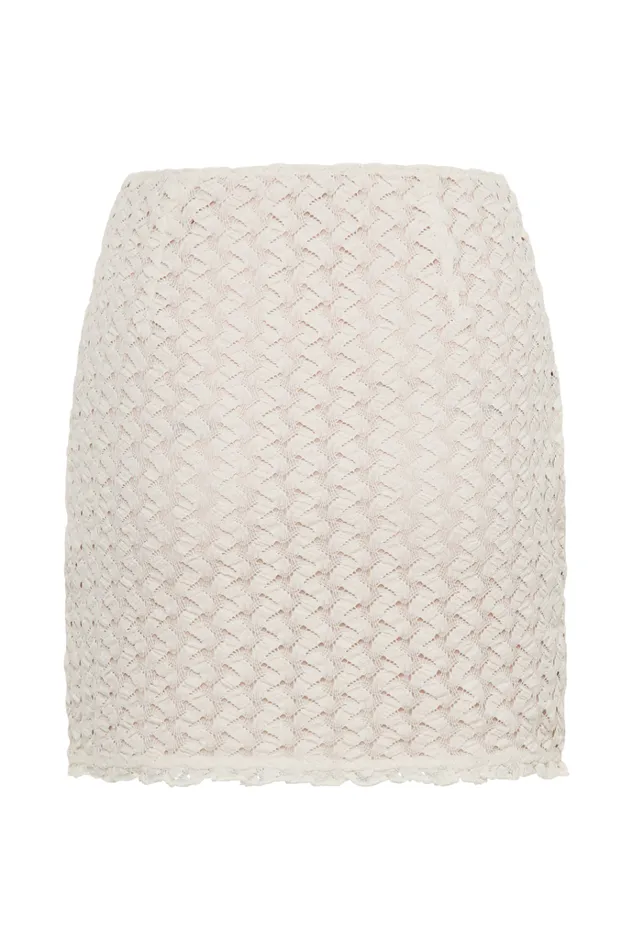 Bottoms Women Meshki Morgan Mesh And Lace Mini Skirt 8211 Ivory