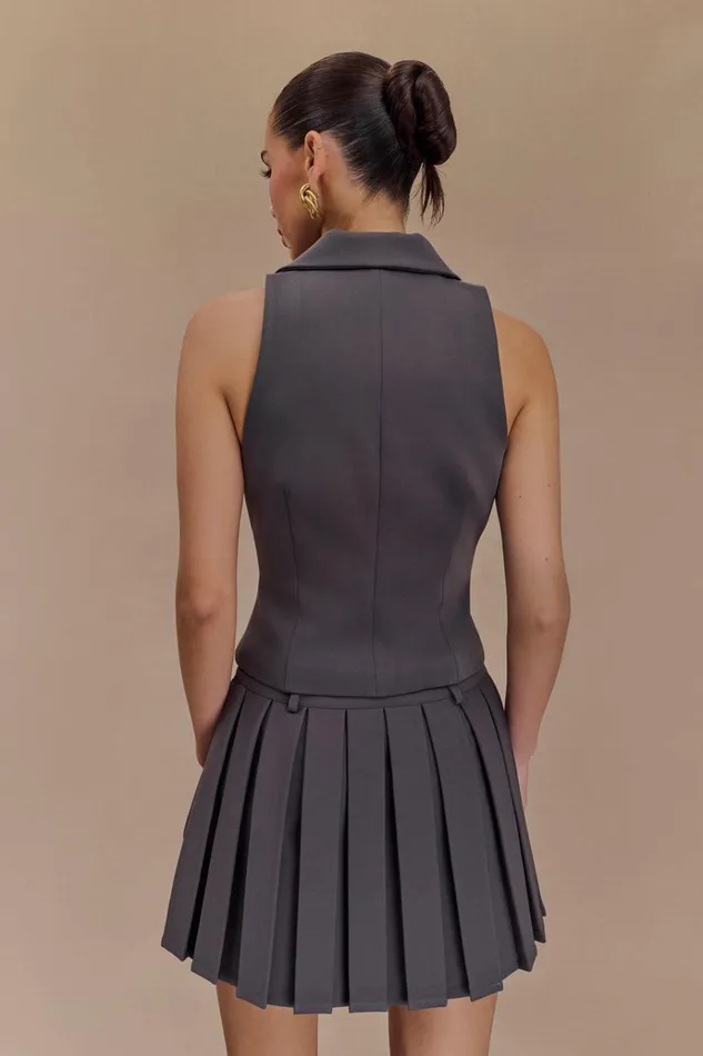 Bottoms Women Meshki Mura Pleated Mini Skirt 8211 Charcoal