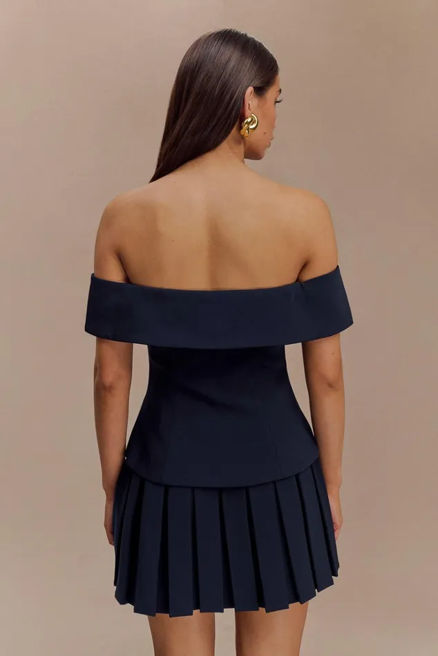 Bottoms Women Meshki Mura Pleated Mini Skirt 8211 Navy
