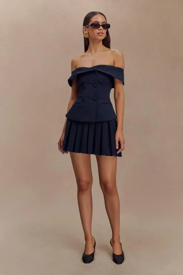 Bottoms Women Meshki Mura Pleated Mini Skirt 8211 Navy