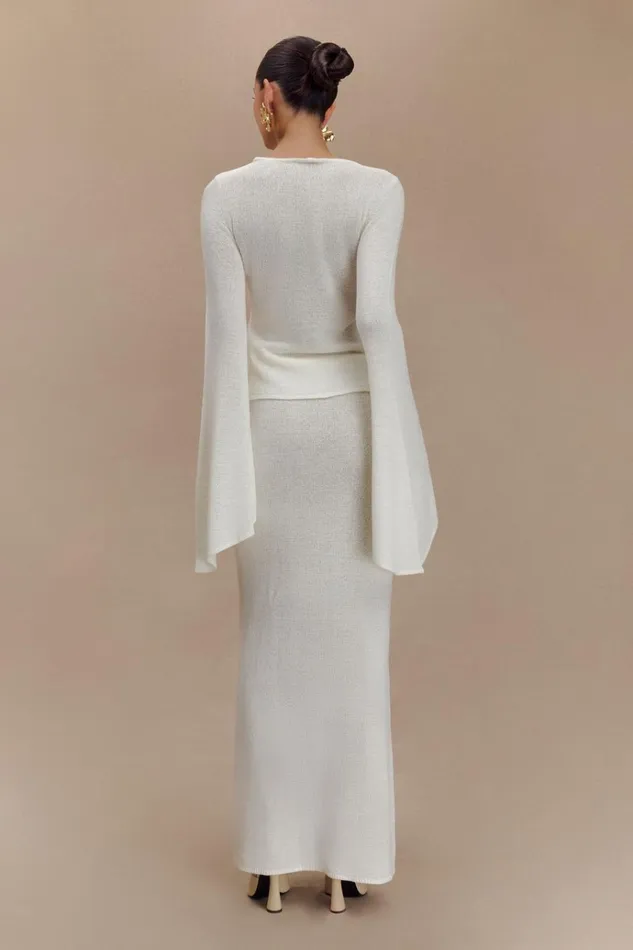 Bottoms Women Meshki Phoebe Knit Maxi Skirt 8211 Ivory