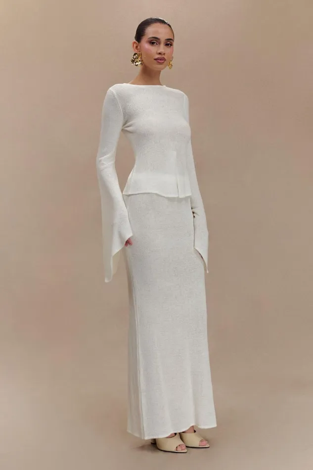 Bottoms Women Meshki Phoebe Knit Maxi Skirt 8211 Ivory