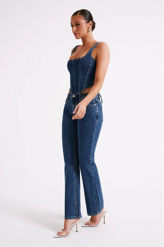 Bottoms Women Meshki Stephy Low Rise Straight Leg Denim Jean 8211 Dark Blue