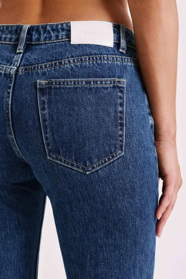Bottoms Women Meshki Stephy Low Rise Straight Leg Denim Jean 8211 Dark Blue