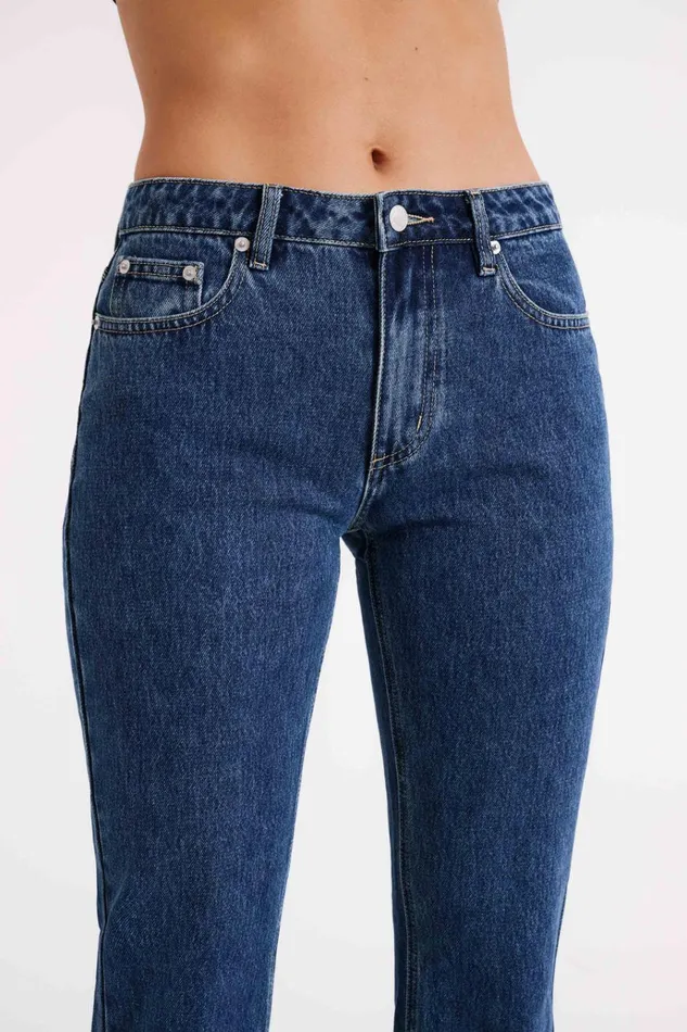 Bottoms Women Meshki Stephy Low Rise Straight Leg Denim Jean 8211 Dark Blue