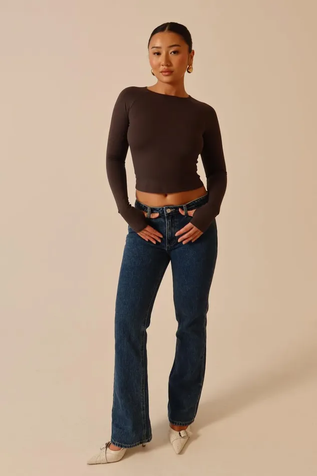 Bottoms Women Meshki Stephy Low Rise Straight Leg Denim Jean 8211 Dark Blue
