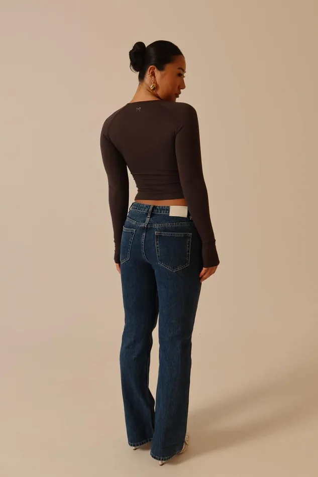 Bottoms Women Meshki Stephy Low Rise Straight Leg Denim Jean 8211 Dark Blue