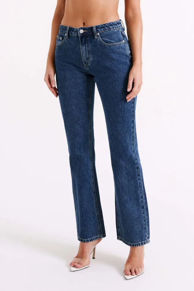 Bottoms Women Meshki Stephy Low Rise Straight Leg Denim Jean 8211 Dark Blue