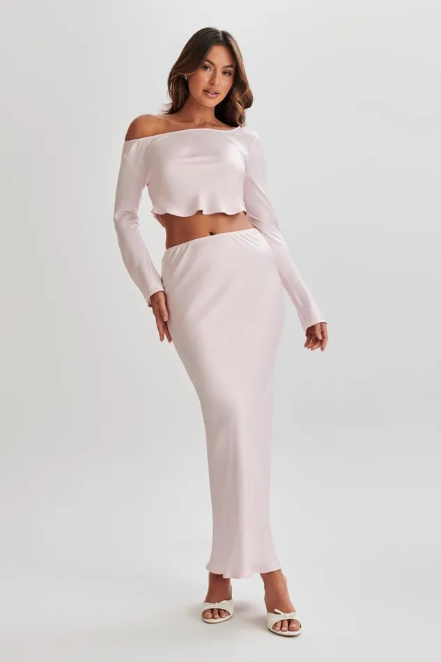 Bottoms Women Meshki Violeta Satin Maxi Skirt 8211 Fairy Floss Pink