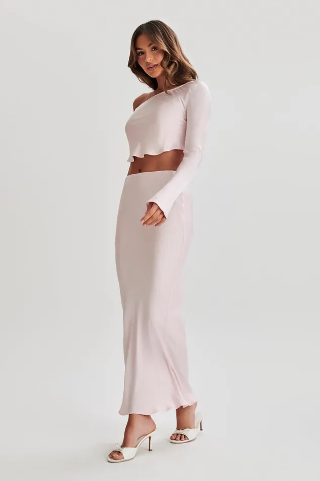 Bottoms Women Meshki Violeta Satin Maxi Skirt 8211 Fairy Floss Pink
