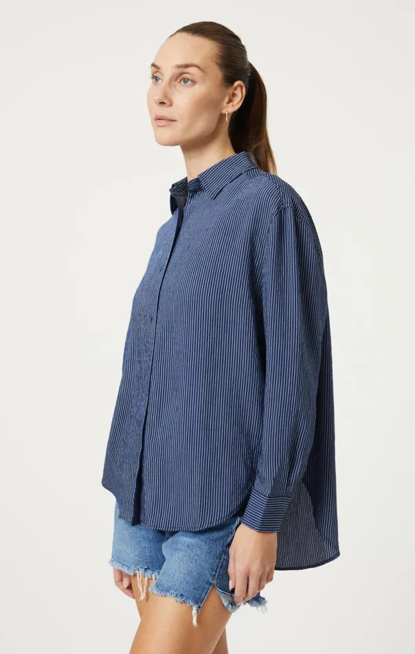 ButtonDown Long Sleeve Shirt In Navy Striped Women Mavi Jeans Shirts ButtonDown Long Sleeve Shirt In Navy Striped Women Mavi Jeans Shirts