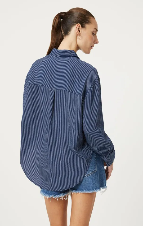 ButtonDown Long Sleeve Shirt In Navy Striped Women Mavi Jeans Shirts ButtonDown Long Sleeve Shirt In Navy Striped Women Mavi Jeans Shirts