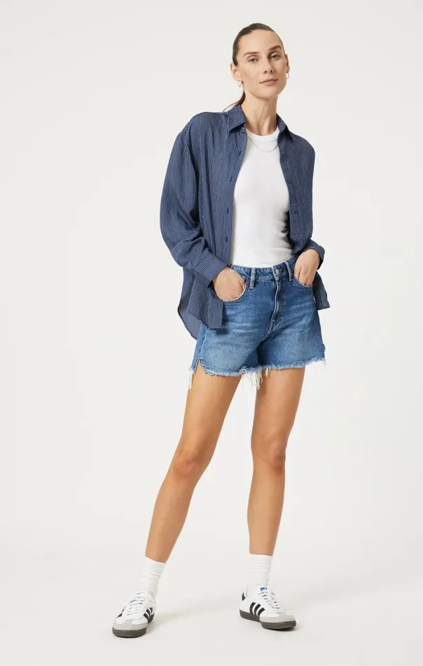 ButtonDown Long Sleeve Shirt In Navy Striped Women Mavi Jeans Shirts ButtonDown Long Sleeve Shirt In Navy Striped Women Mavi Jeans Shirts