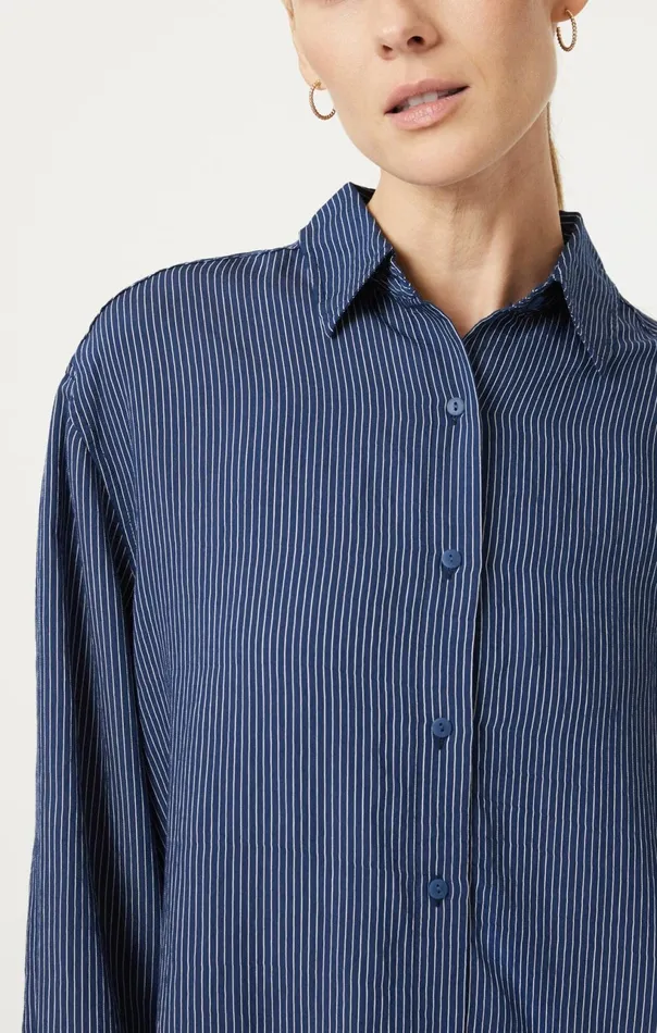 ButtonDown Long Sleeve Shirt In Navy Striped Women Mavi Jeans Shirts ButtonDown Long Sleeve Shirt In Navy Striped Women Mavi Jeans Shirts