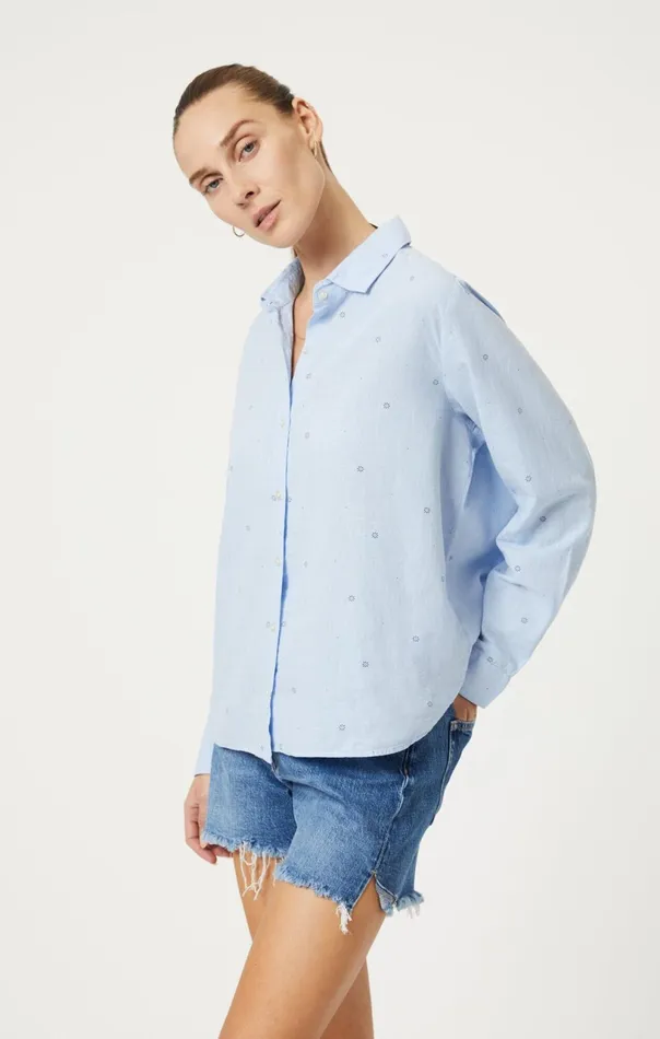 ButtonUp Long Sleeve Shirt In Navy Flower Dot Print Women Mavi Jeans Shirts ButtonUp Long Sleeve Shirt In Navy Flower Dot Print Women Mavi Jeans Shirts