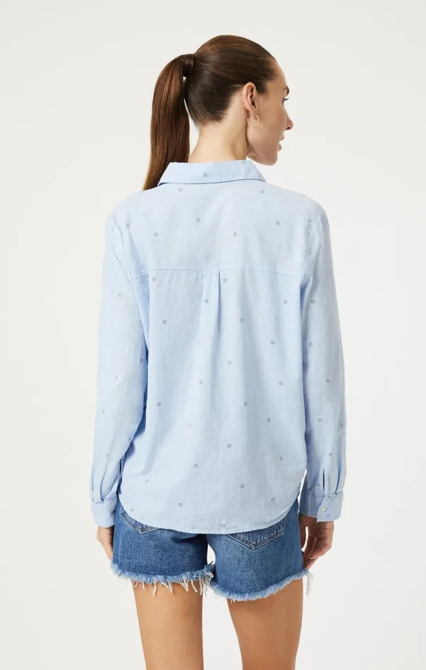 ButtonUp Long Sleeve Shirt In Navy Flower Dot Print Women Mavi Jeans Shirts ButtonUp Long Sleeve Shirt In Navy Flower Dot Print Women Mavi Jeans Shirts