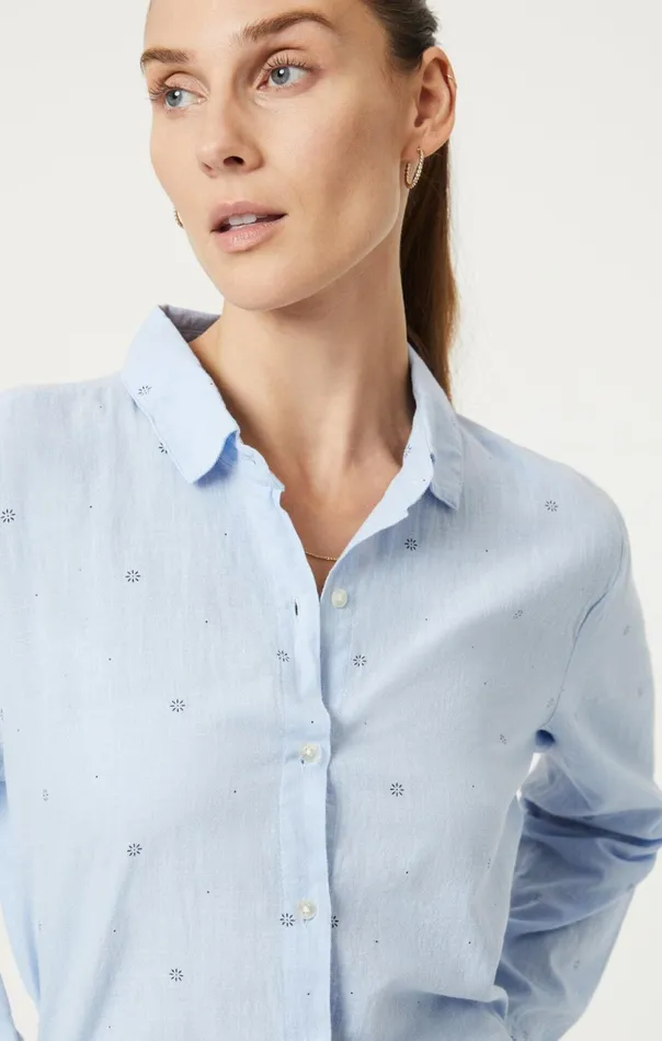 ButtonUp Long Sleeve Shirt In Navy Flower Dot Print Women Mavi Jeans Shirts ButtonUp Long Sleeve Shirt In Navy Flower Dot Print Women Mavi Jeans Shirts