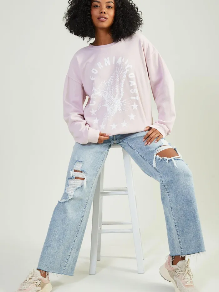 California Coast Oversized Sweatshirt Lilac Women Altar039d State Graphics