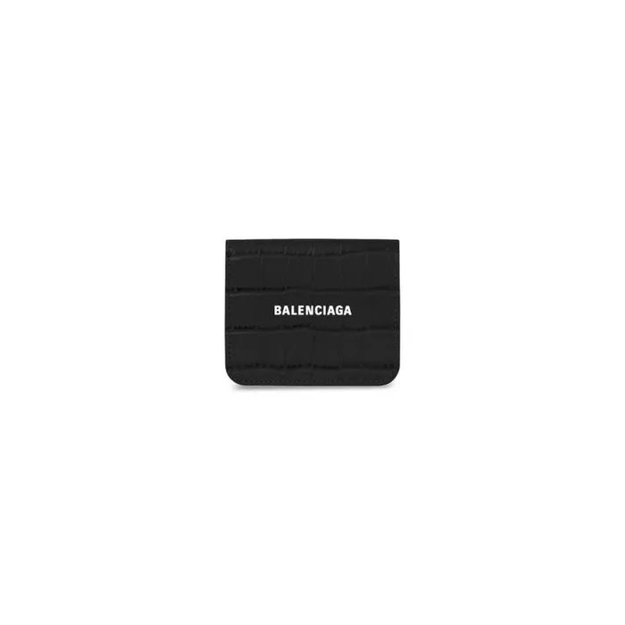 Cash Flap Coin And Card Holder In Black Women Balenciaga Wallets