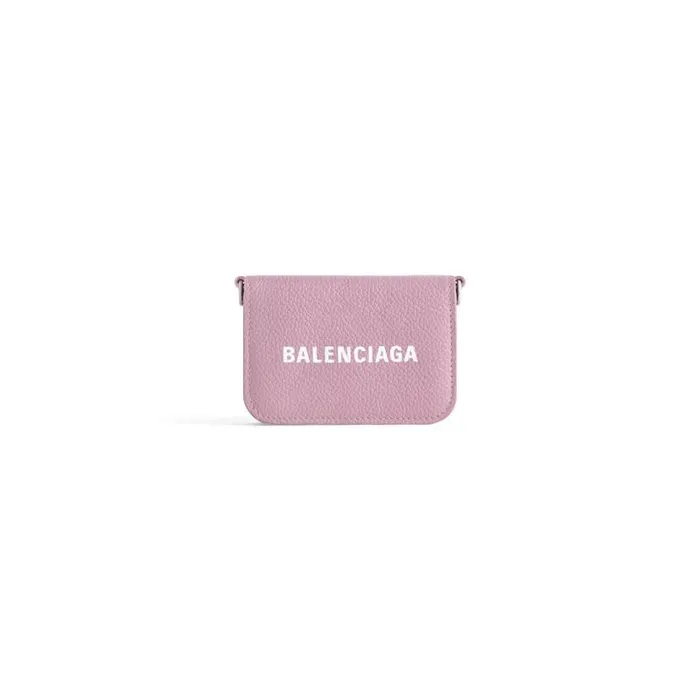 Cash Mini Wallet On Chain In Pink Women Balenciaga Wallets On Chain