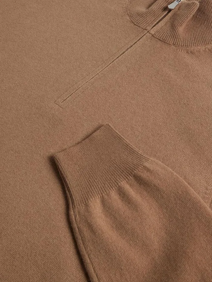 Cashmere 14 Zip Sweater Camel Men Paul Stuart Sweaters