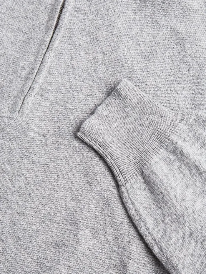 Cashmere 14 Zip Sweater Light Grey Men Paul Stuart Sweaters