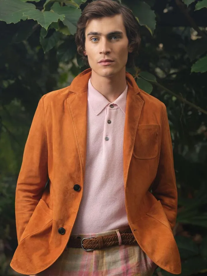 Cashmere Long Sleeve Polo Light Pink Men Paul Stuart Polos and TShirts