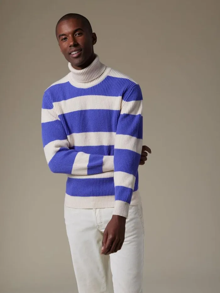 Cashmere Striped Turtleneck Lavenderwhite Men Paul Stuart Sweaters