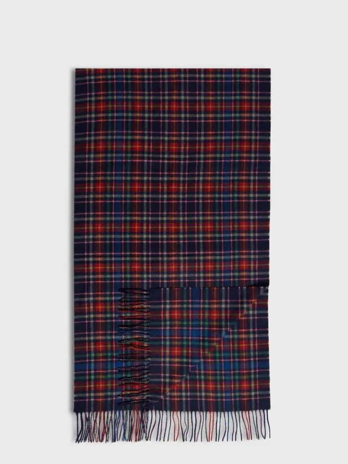 Cashmere Tartan Extra Wide Scarf Redmulti Men Paul Stuart Scarves Hats Gloves