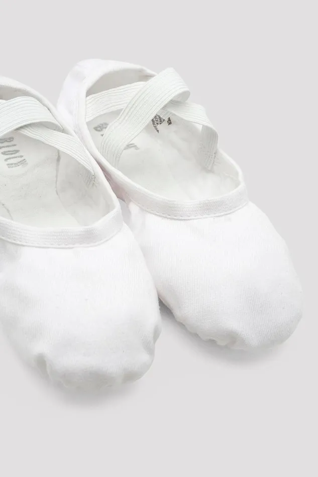 Children Ballet Bloch Performa Stretch Canvas Ballet Shoes White