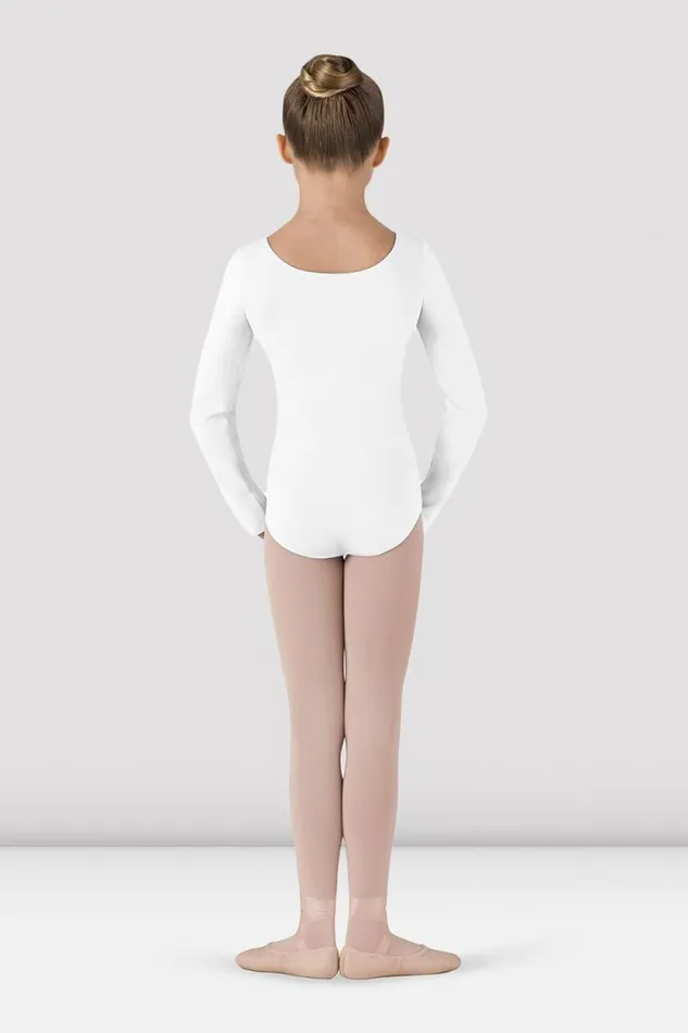 Children Basics Bloch Girls Basic Long Sleeve Leotard White
