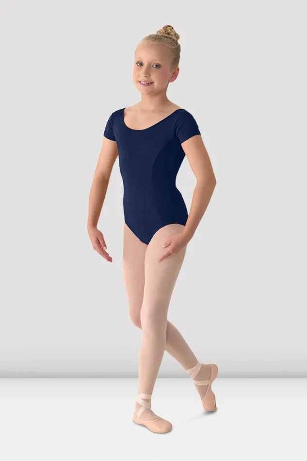 Children Basics Bloch Girls Mirella Classic Short Sleeve Leotard Navy Blue